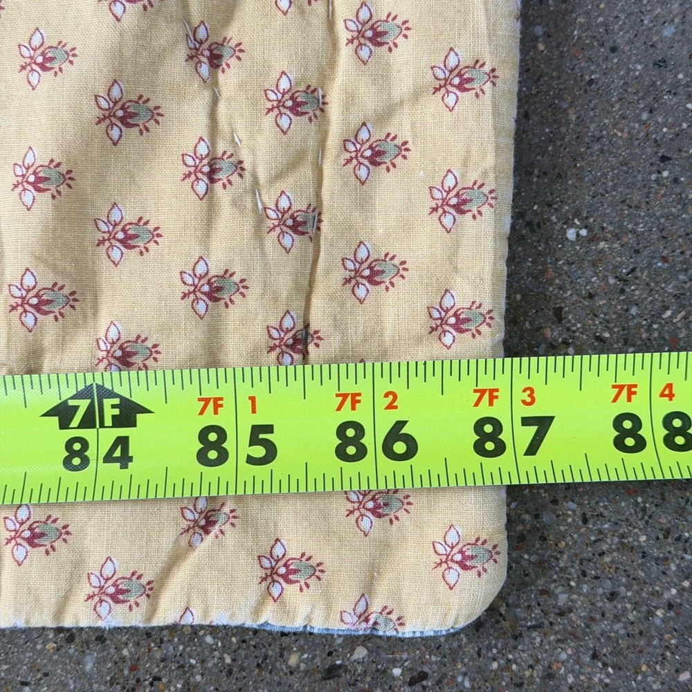 Amish Hand Stitched Cathedral Window Patchwork Quilt Red Yellow Floral 87x84